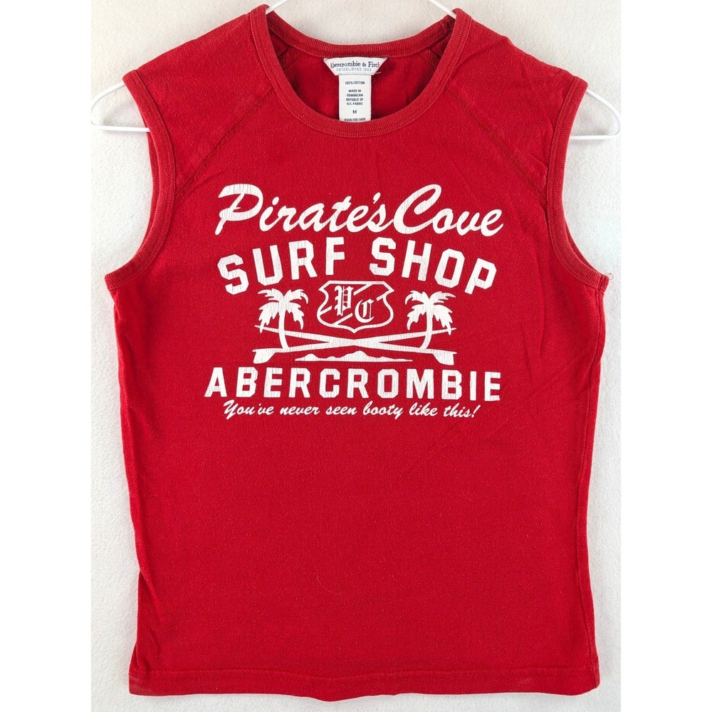 Vintage Y2K Abercrombie Fitch Pirate's Cove Surf Shop Tank Top Men's M Red